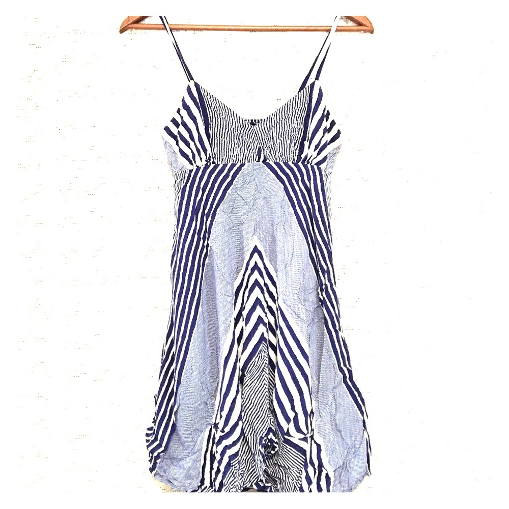 Blue and white striped dress